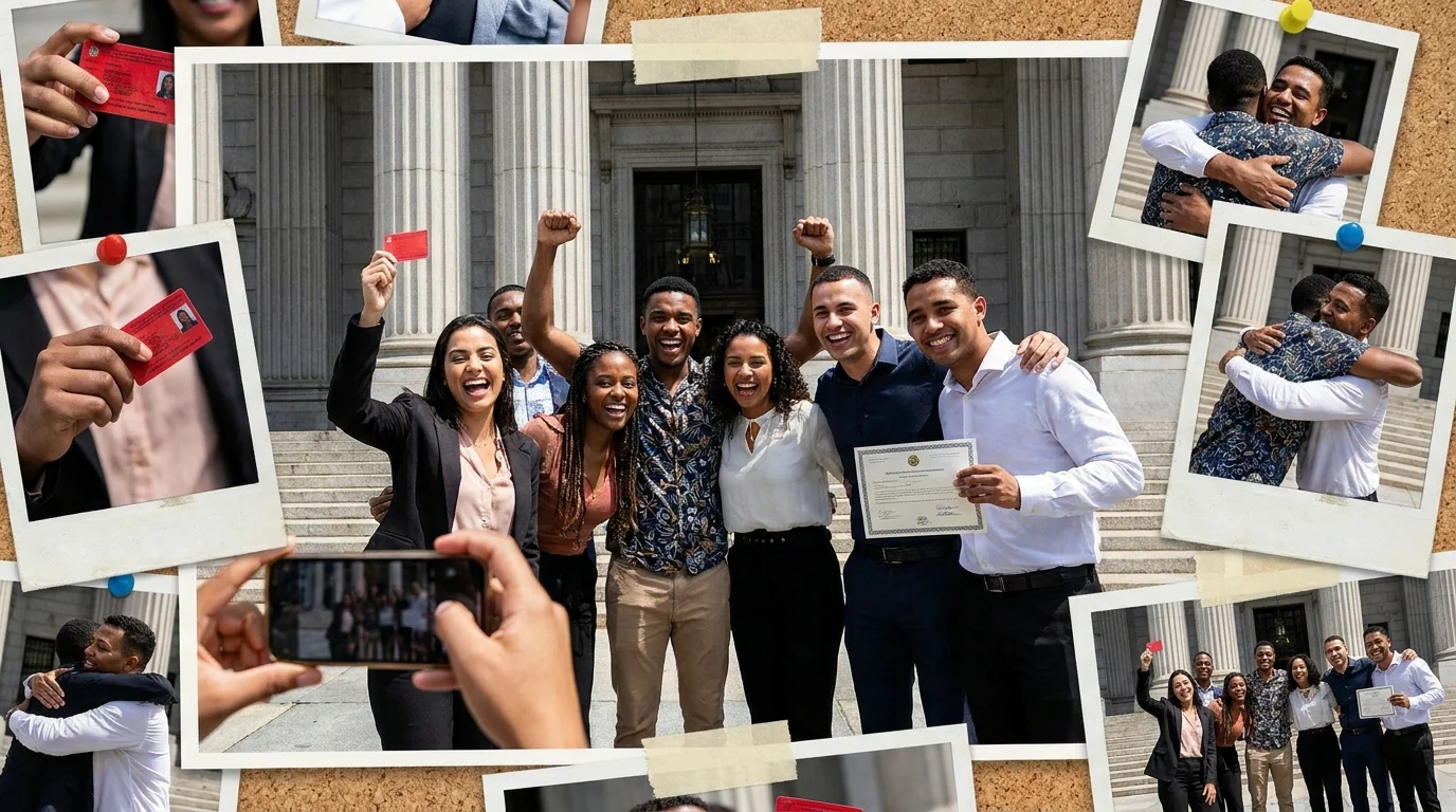 Mural com fotos de alunos aprovados segurando a carteira da OAB